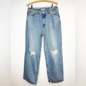 WRANGLER Mid Rise‎ Womens Loose Straight Jeans Distressed Medium Wash Size 28